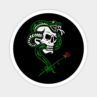 Skull snack green flower Magnet